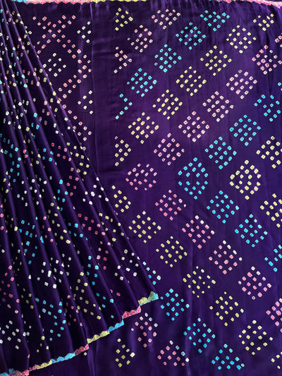 IRAVATI: Handmade Designer Bandhani Modal Silk Saree