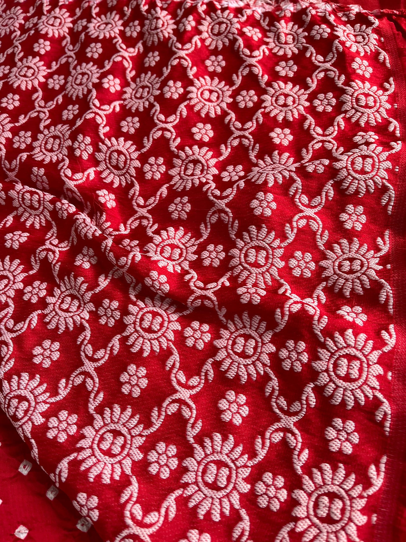 RASHI: Handmade Bandhani Modal Silk Saree With Designer Pallu