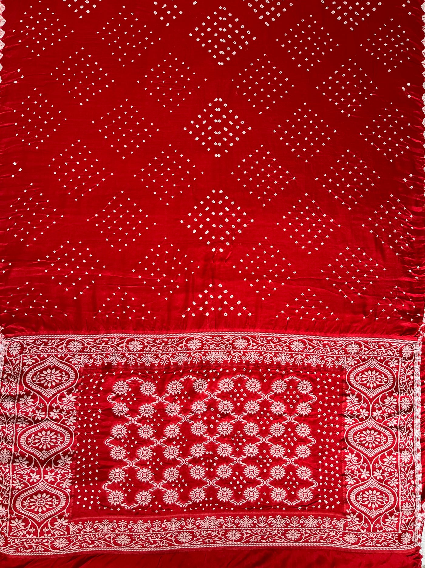 RASHI: Handmade Bandhani Modal Silk Saree With Designer Pallu