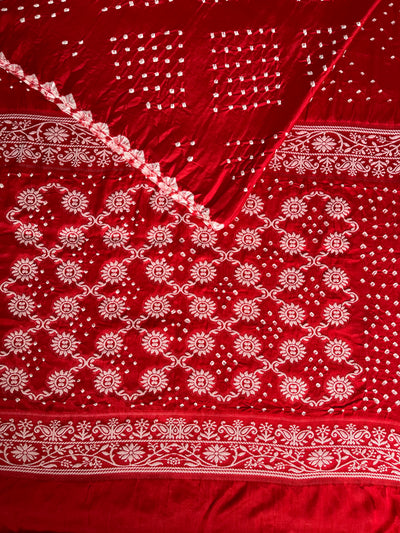 RASHI: Handmade Bandhani Modal Silk Saree With Designer Pallu