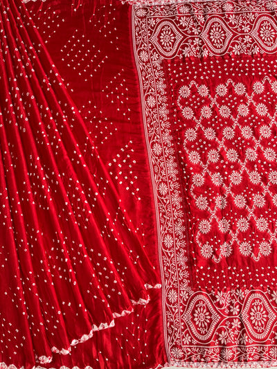 RASHI: Handmade Bandhani Modal Silk Saree With Designer Pallu