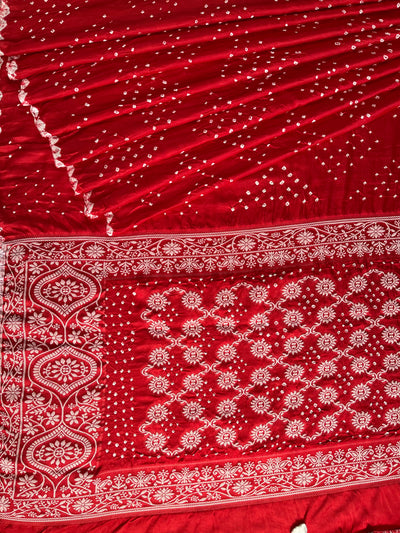 RASHI: Handmade Bandhani Modal Silk Saree With Designer Pallu