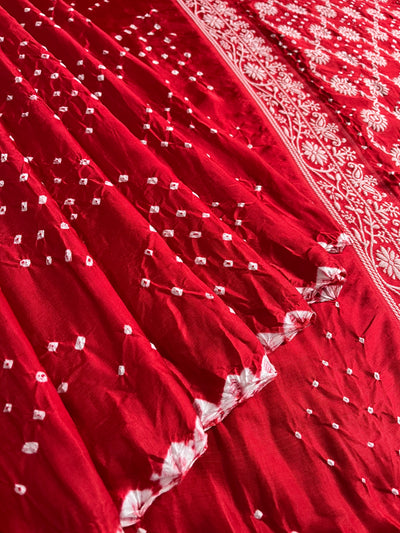 RASHI: Handmade Bandhani Modal Silk Saree With Designer Pallu