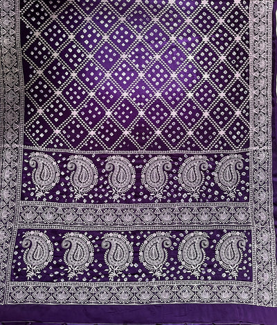 NIGHTINGALE : Handmade Bandhani Modal Silk Saree With Thread Embroidery Work