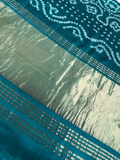 BARKHA: HANDMADE BANDHANI MODAL SILK SAREE WITH TISSUE PALLU