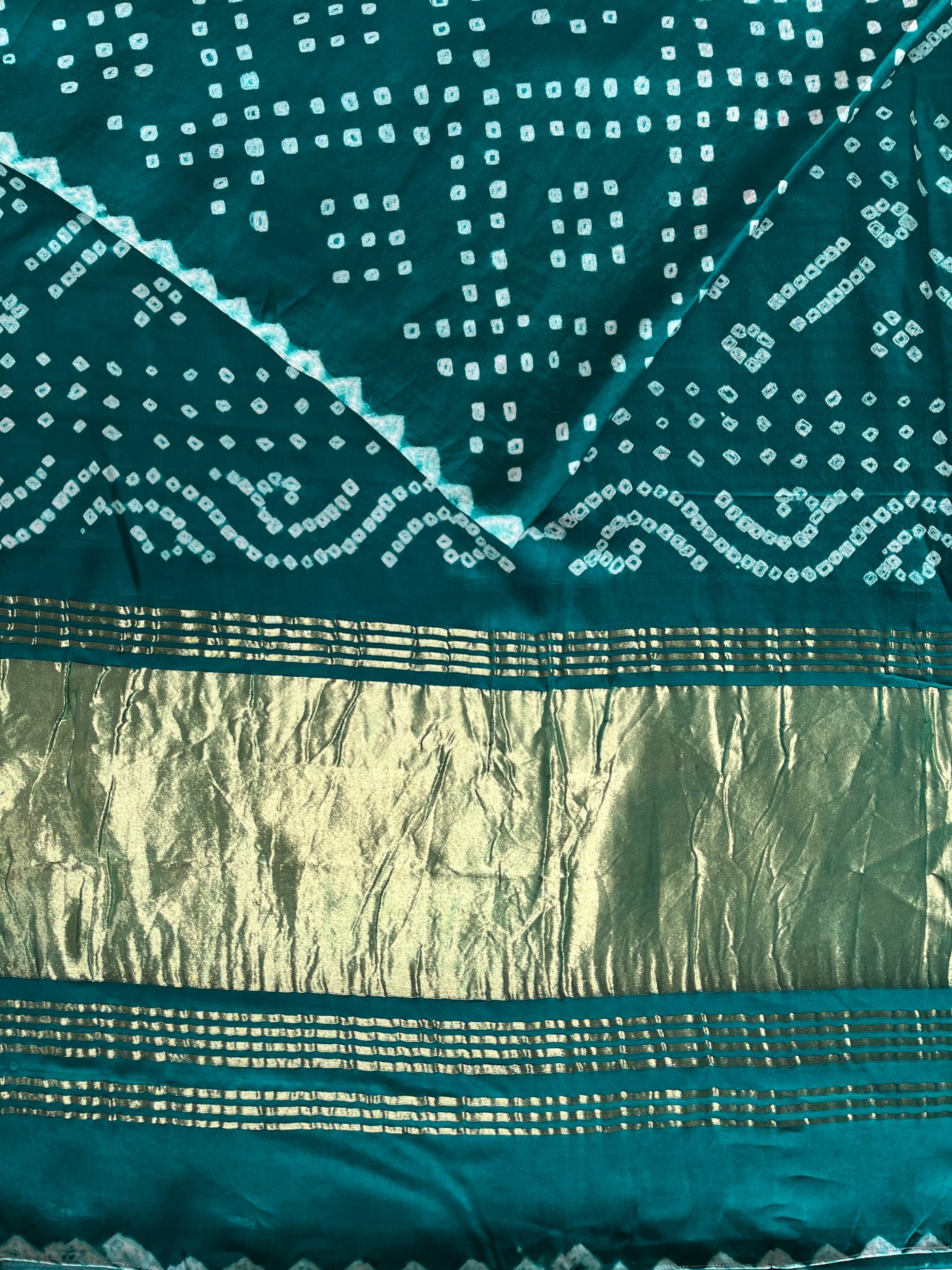 BARKHA: HANDMADE BANDHANI MODAL SILK SAREE WITH TISSUE PALLU