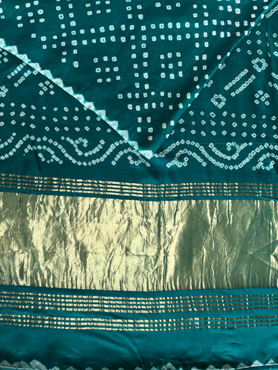 BARKHA: HANDMADE BANDHANI MODAL SILK SAREE WITH TISSUE PALLU