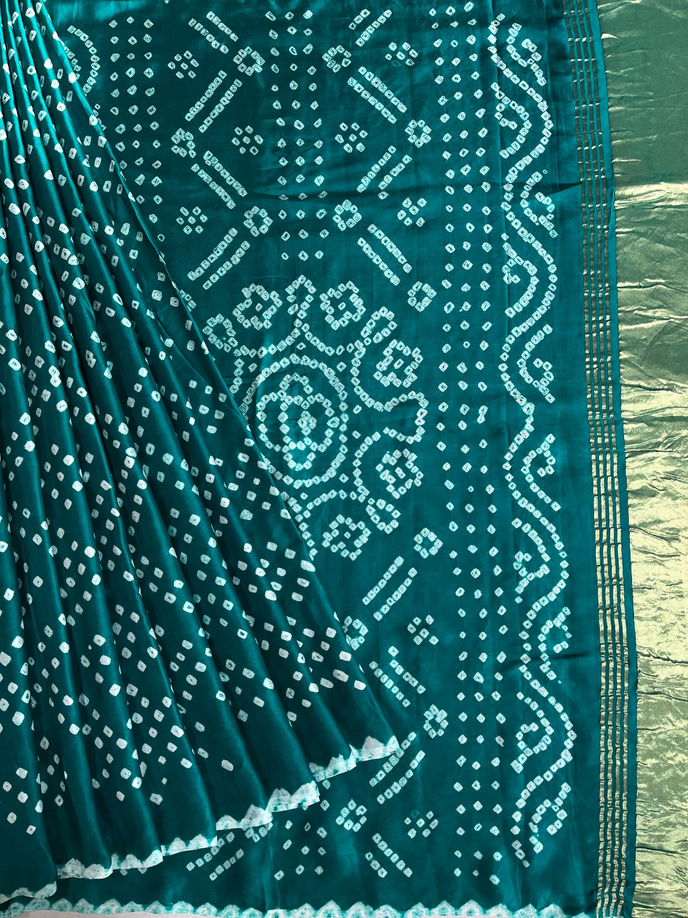 BARKHA: HANDMADE BANDHANI MODAL SILK SAREE WITH TISSUE PALLU