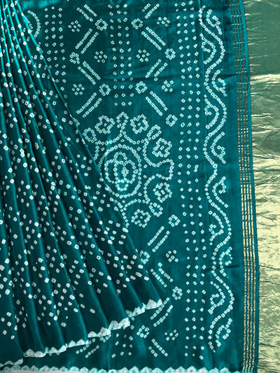 BARKHA: HANDMADE BANDHANI MODAL SILK SAREE WITH TISSUE PALLU