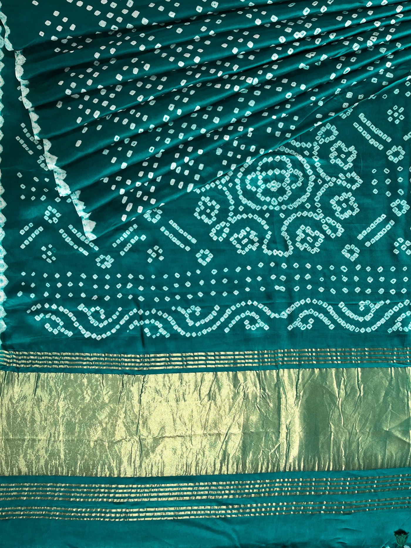 BARKHA: HANDMADE BANDHANI MODAL SILK SAREE WITH TISSUE PALLU