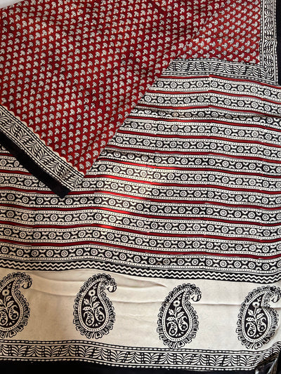 JANKI: HANDBLOCK PRINTED MODAL SILK SAREE