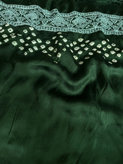 RIMJHIM: Handmade Bandhani Modal Silk Saree With Thread Embroidery Work