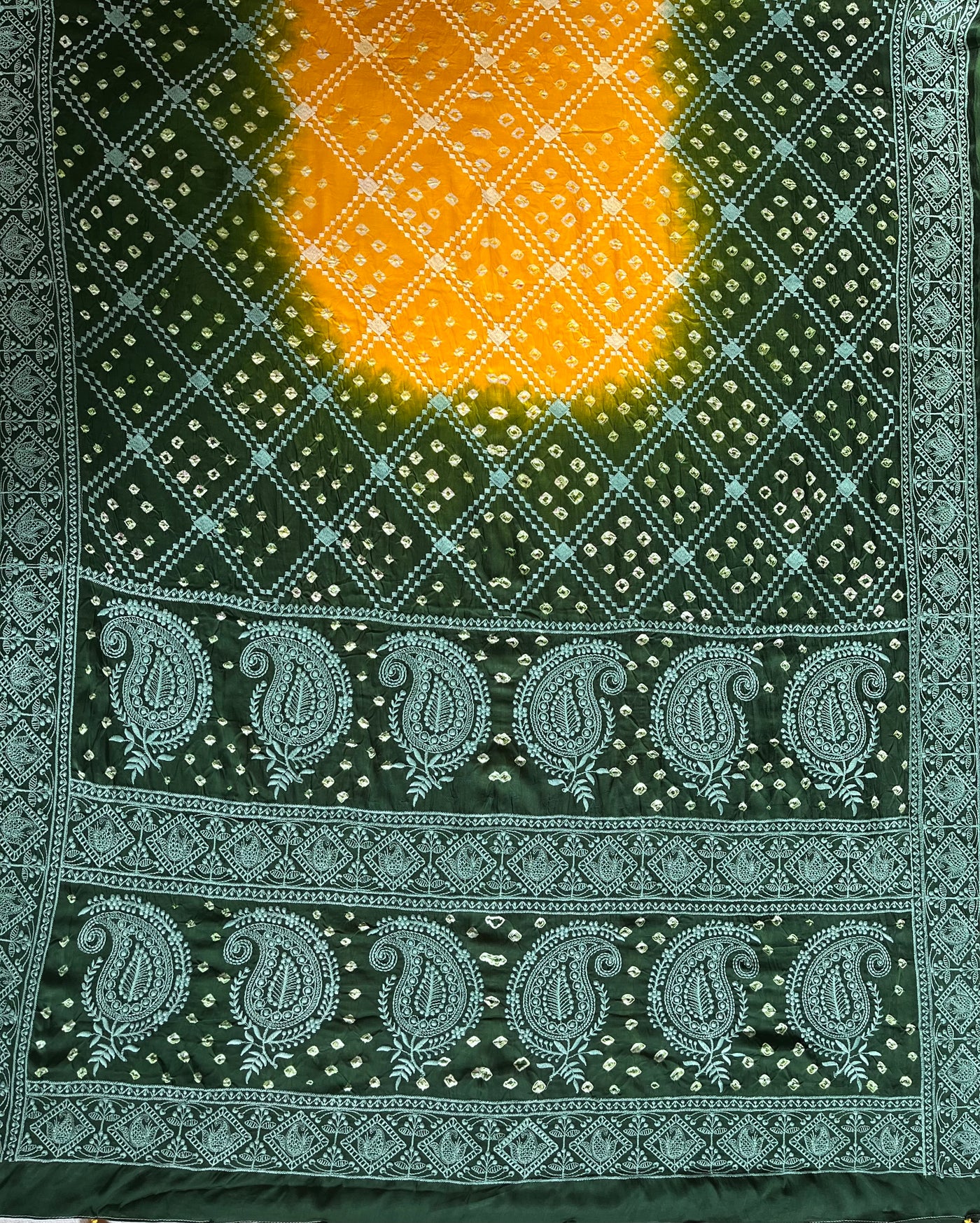 RIMJHIM: Handmade Bandhani Modal Silk Saree With Thread Embroidery Work