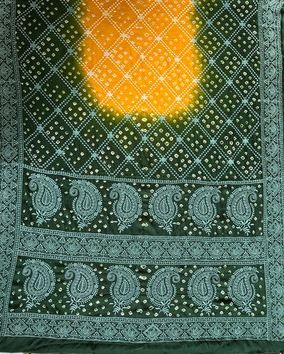 RIMJHIM: Handmade Bandhani Modal Silk Saree With Thread Embroidery Work