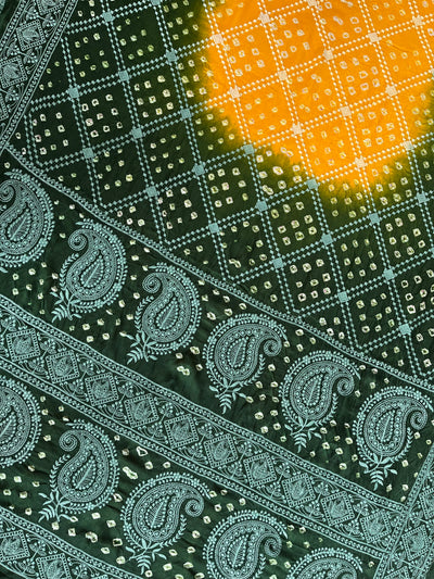 RIMJHIM: Handmade Bandhani Modal Silk Saree With Thread Embroidery Work