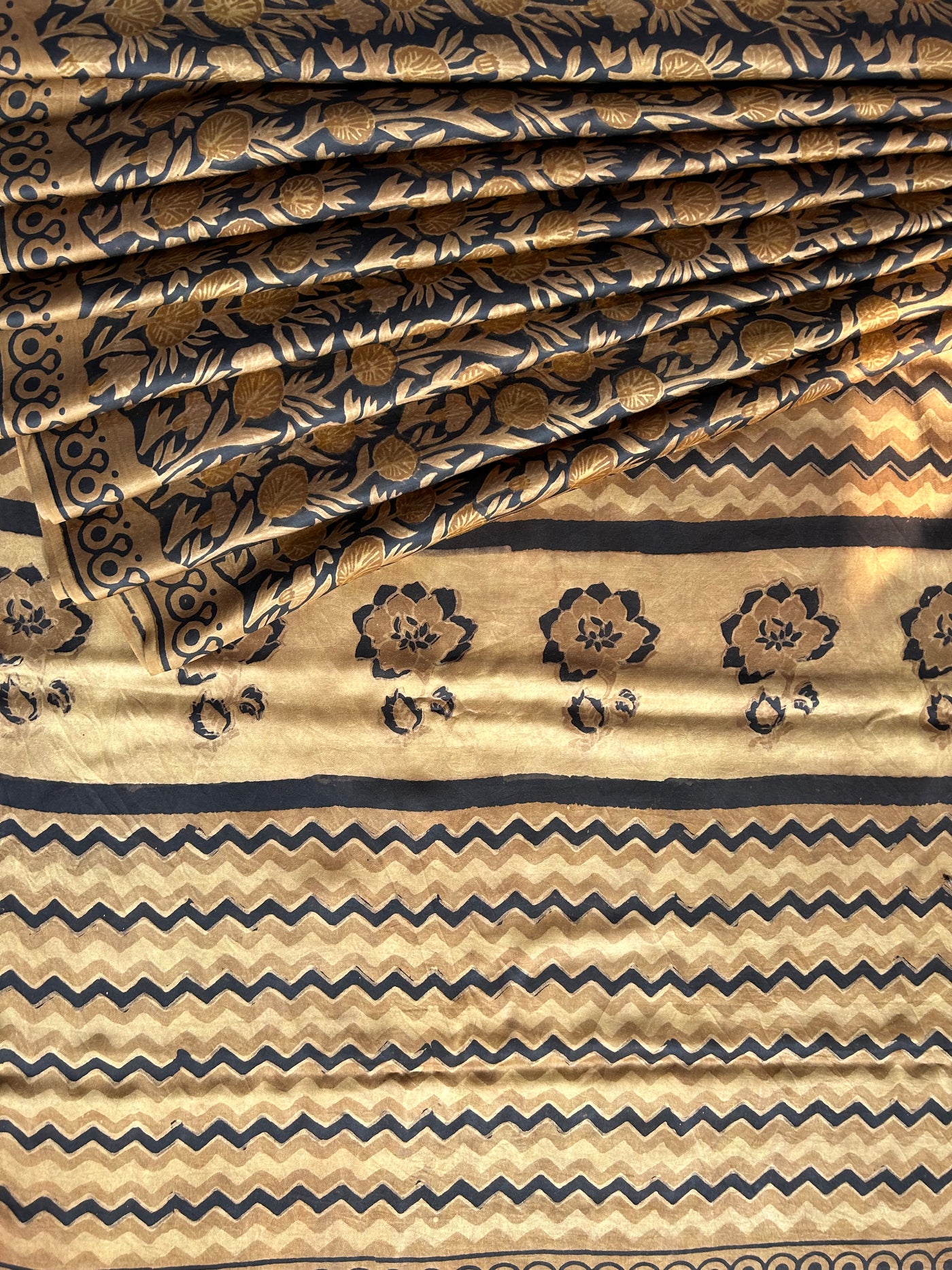 KALYANI: HANDBLOCK PRINTED MODAL SILK SAREE