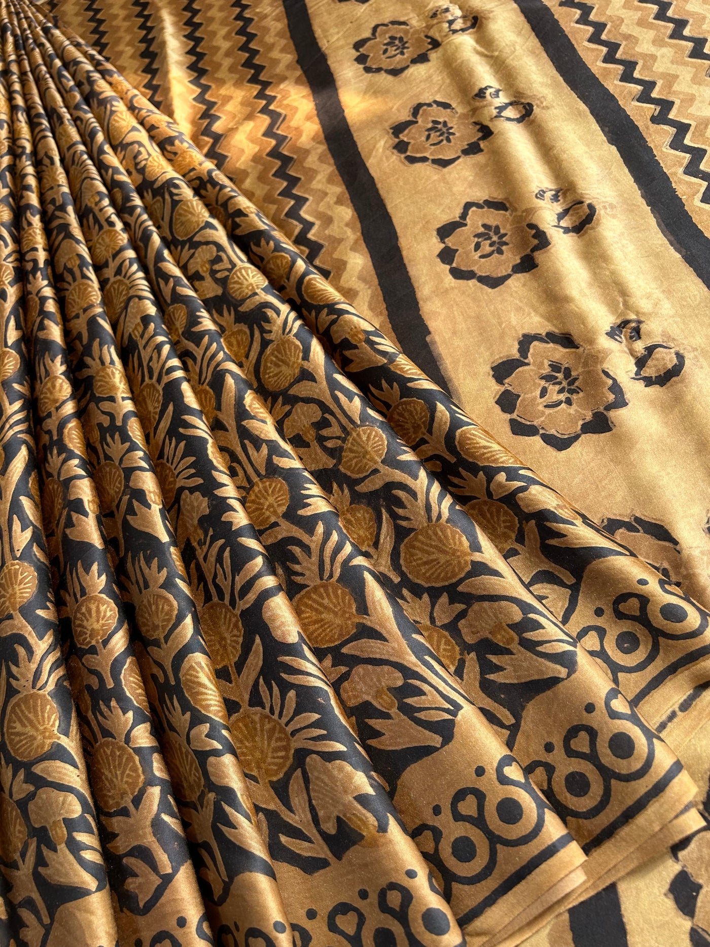 KALYANI: HANDBLOCK PRINTED MODAL SILK SAREE