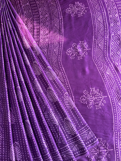 ISHA: HANDBLOCK PRINTED MODAL SILK SAREE