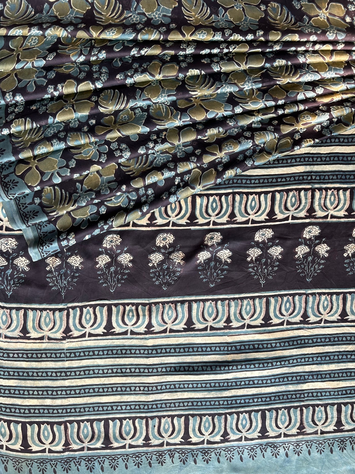 DHUN: HANDBLOCK PRINTED MODAL SILK SAREE