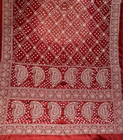 MILAN: Handmade Bandhani Modal Silk Saree With Thread Embroidery Work