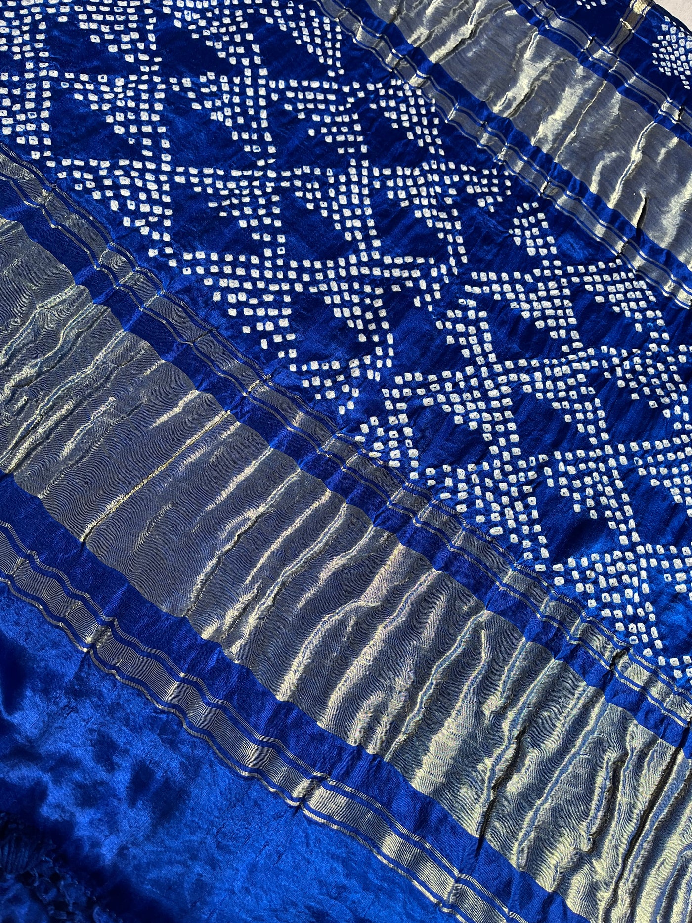 ANCHALA : Handmade Bandhani Pure Gajji Silk Gharchola Saree