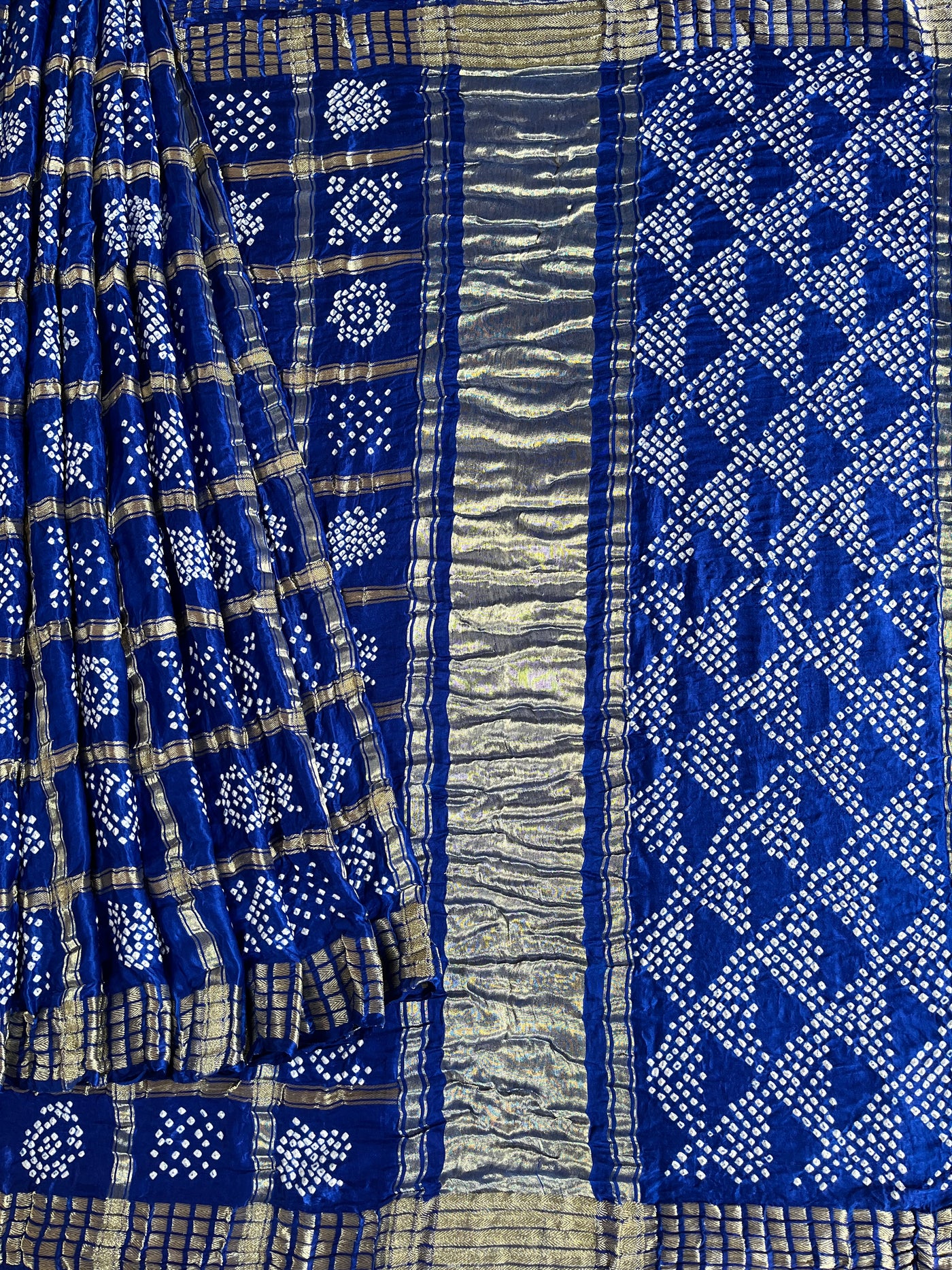 ANCHALA : Handmade Bandhani Pure Gajji Silk Gharchola Saree