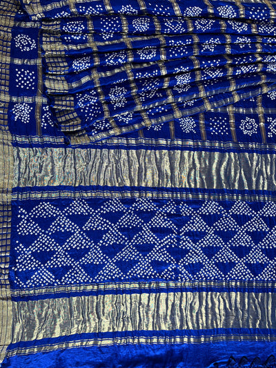 ANCHALA : Handmade Bandhani Pure Gajji Silk Gharchola Saree