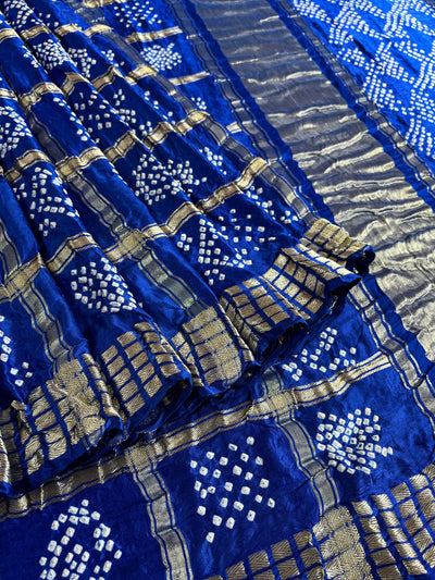 ANCHALA : Handmade Bandhani Pure Gajji Silk Gharchola Saree