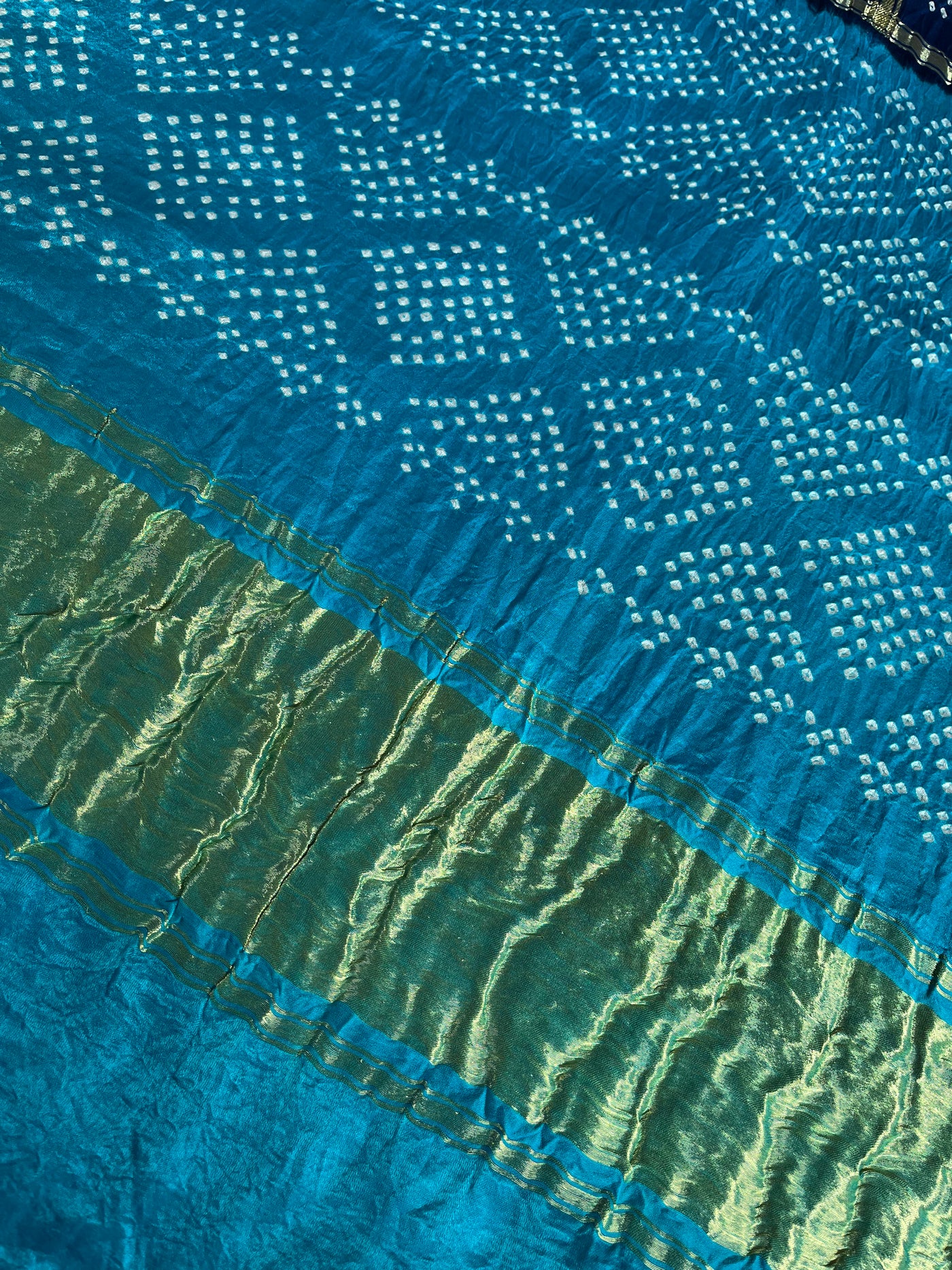 NEELAMBARI : Handmade Bandhani Pure Gajji Silk Gharchola Saree