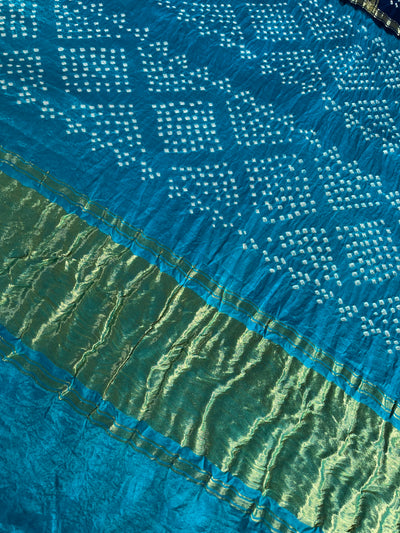 NEELAMBARI : Handmade Bandhani Pure Gajji Silk Gharchola Saree