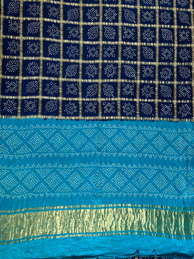 NEELAMBARI : Handmade Bandhani Pure Gajji Silk Gharchola Saree