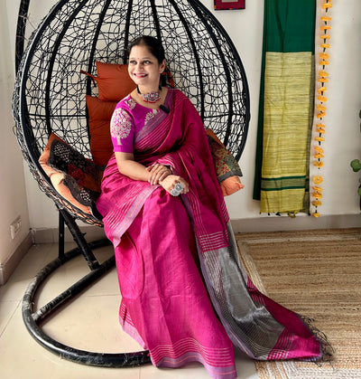 MRNALI: RANI,HANDLOOM PURE SILK SAREE