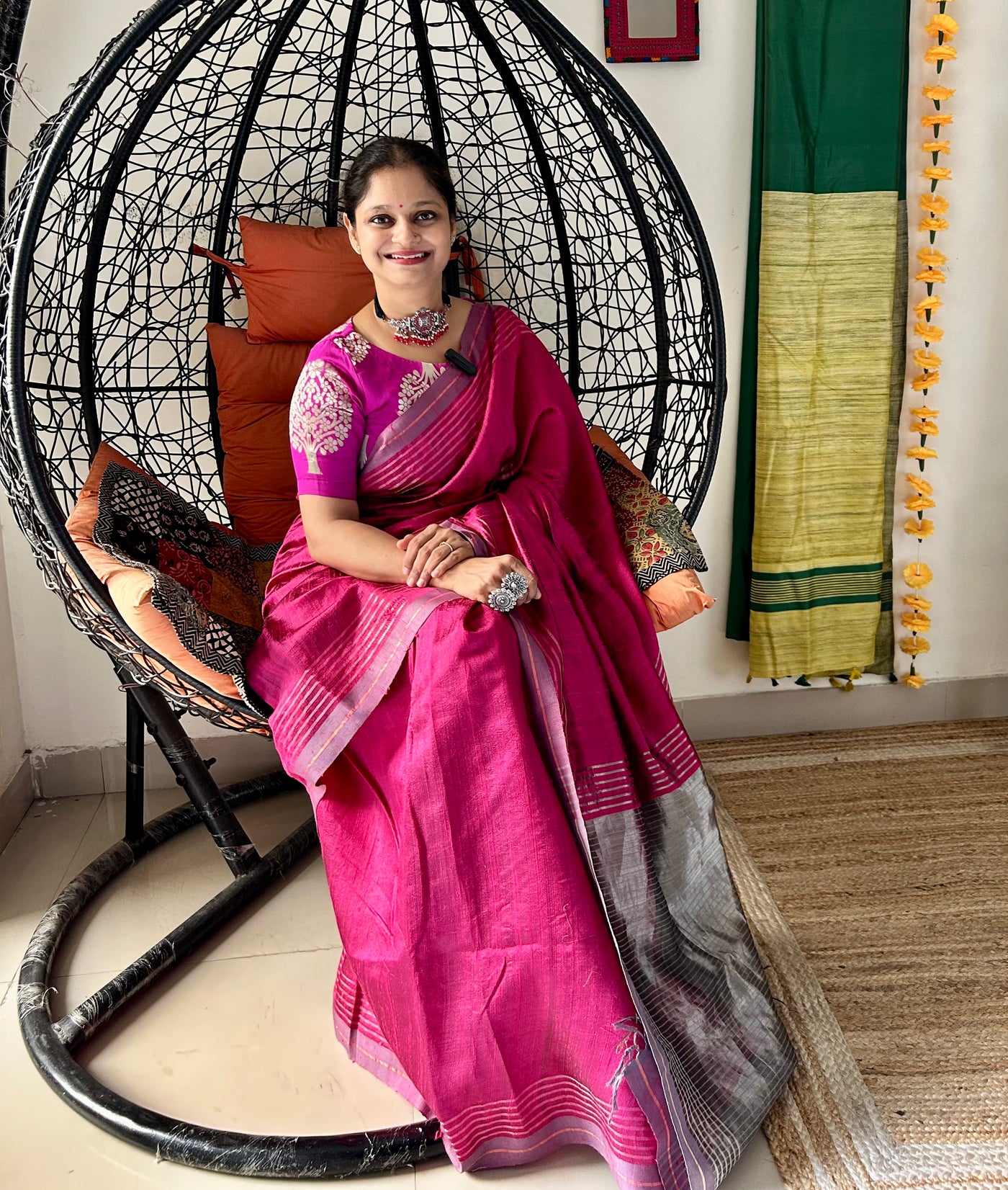 MRNALI: RANI,HANDLOOM PURE SILK SAREE