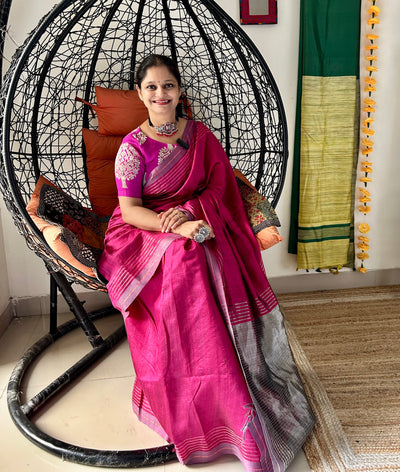 MRNALI: RANI,HANDLOOM PURE SILK SAREE