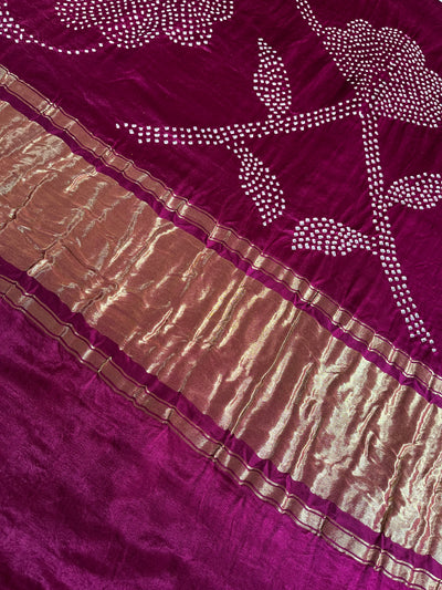 VASUNDHARA :  Handmade Bandhani Pure Gajji Silk Gharchola Saree