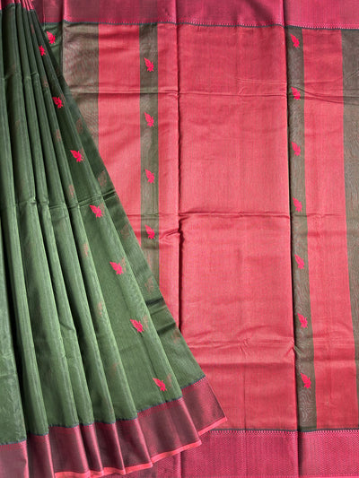 MANGLA: Handloom Silk-Cott Maheshwari Saree With Zari Border