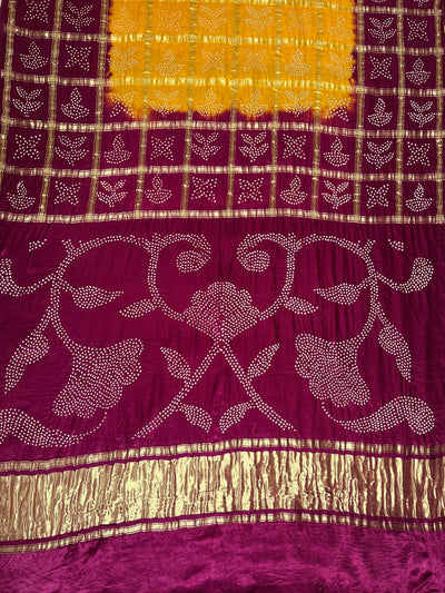 VASUNDHARA :  Handmade Bandhani Pure Gajji Silk Gharchola Saree