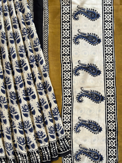 TANISHKA: HANDBLOCK BAGRU PRINTED MODAL SILK SAREE