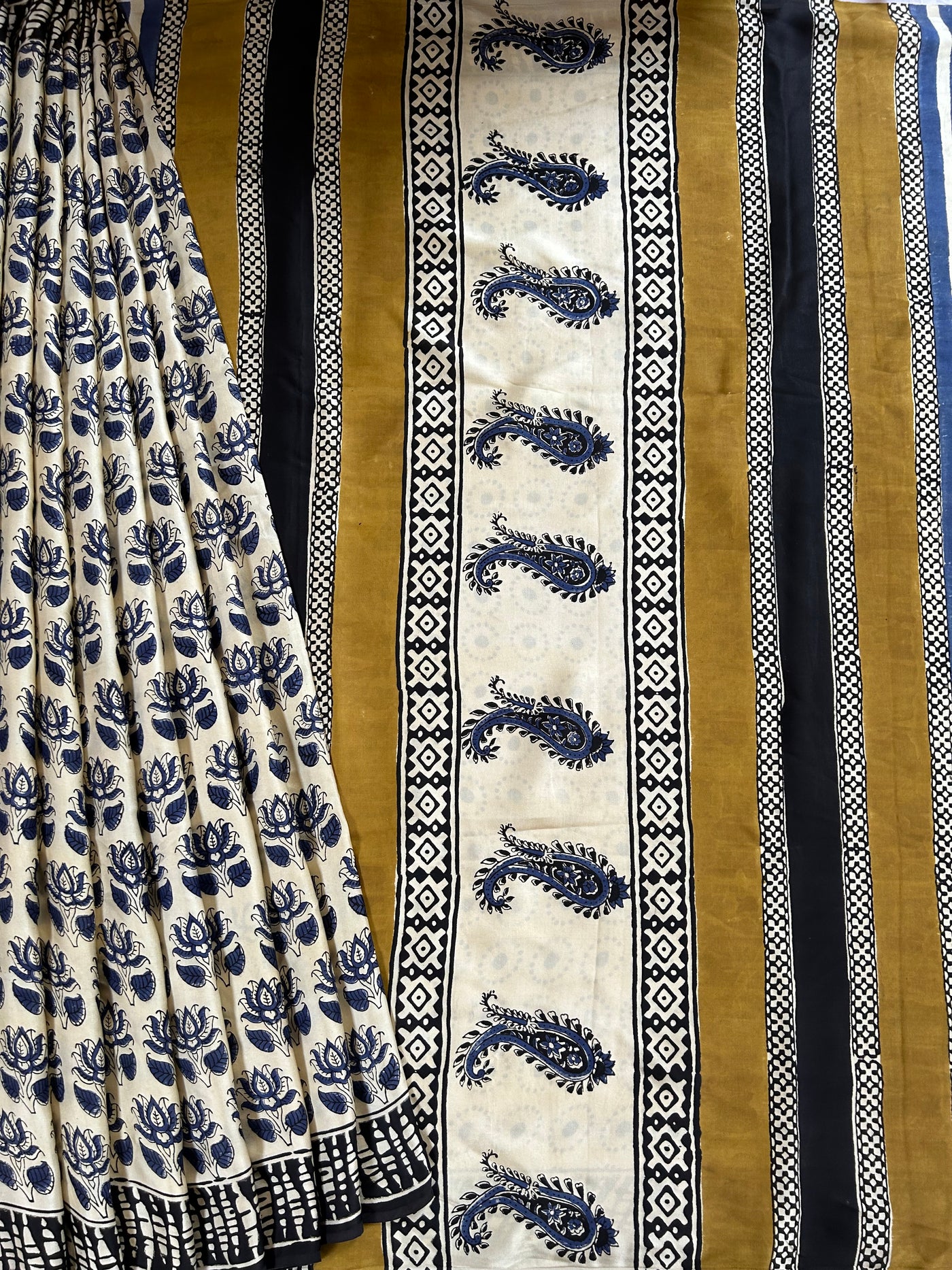 TANISHKA: HANDBLOCK BAGRU PRINTED MODAL SILK SAREE