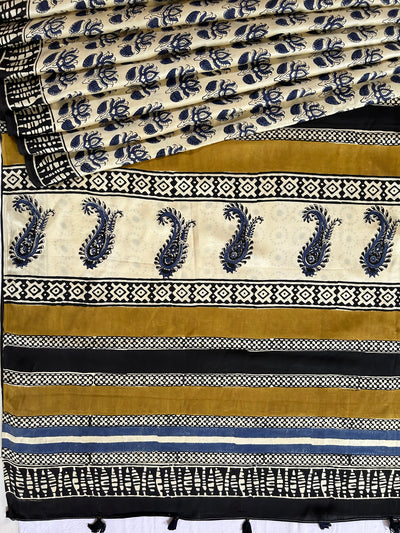 TANISHKA: HANDBLOCK BAGRU PRINTED MODAL SILK SAREE