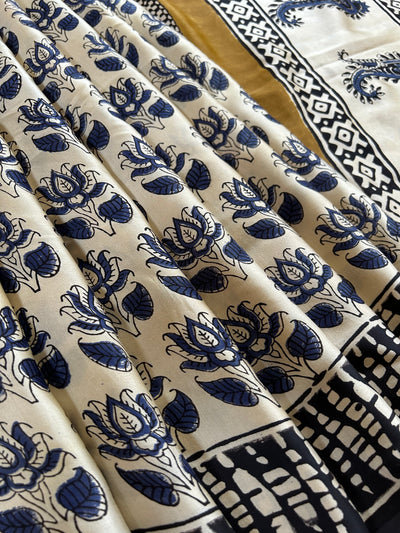 TANISHKA: HANDBLOCK BAGRU PRINTED MODAL SILK SAREE