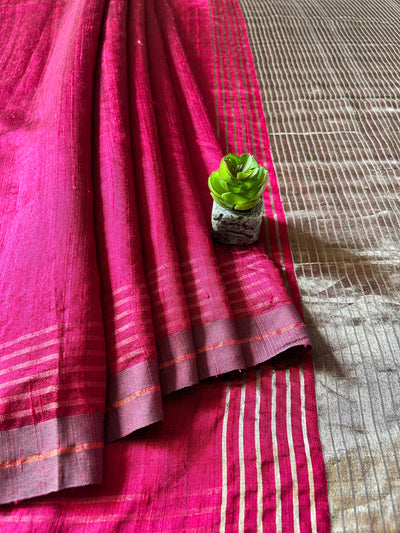 MRNALI: RANI,HANDLOOM PURE SILK SAREE