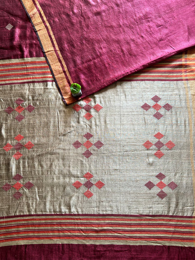 KINJAL: MAROON,HANDLOOM PURE SILK SAREE