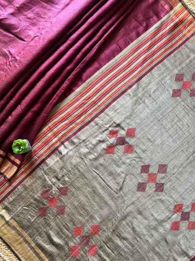 KINJAL: MAROON,HANDLOOM PURE SILK SAREE