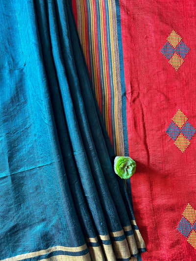 APARNA: FIROZI,HANDLOOM PURE SILK SAREE