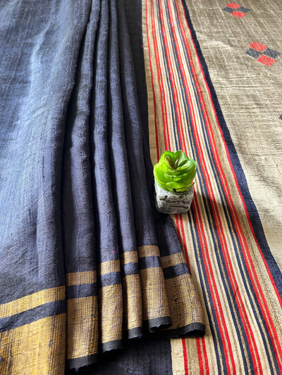 MRIDANG: NAVY,HANDLOOM PURE SILK SAREE