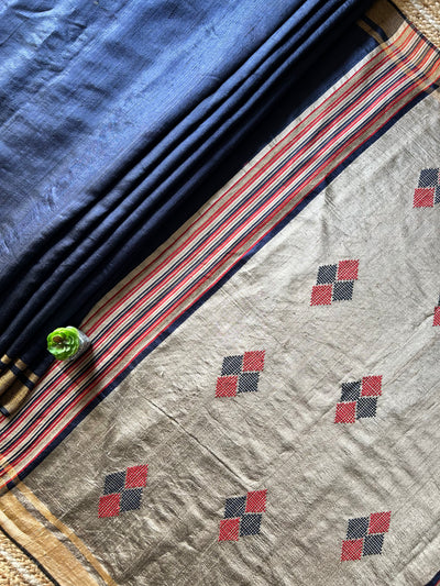 MRIDANG: NAVY,HANDLOOM PURE SILK SAREE