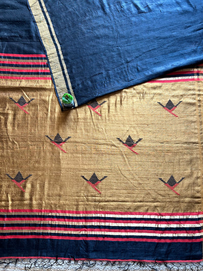SUNHARI: BLACK,HANDLOOM PURE SILK SAREE
