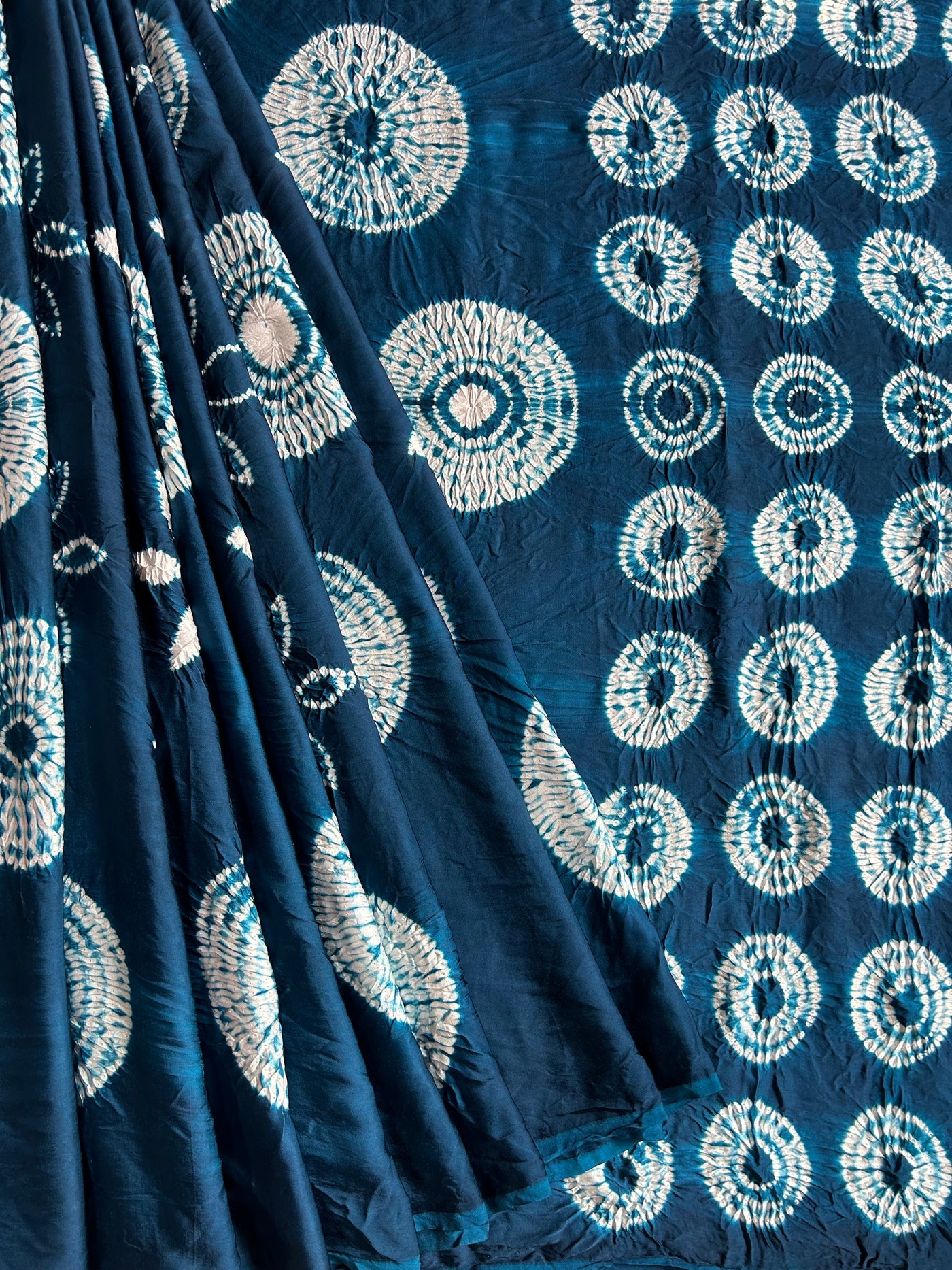 HUKUM KA IKKA : Mid night blue Shibori Bandhej Modal Silk Saree