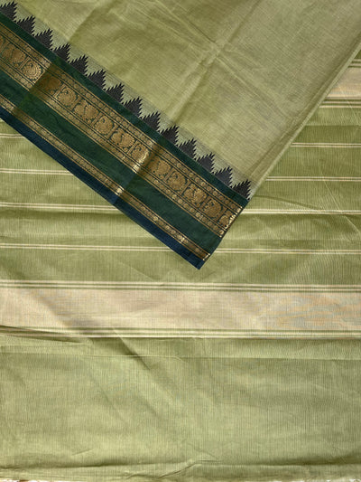 RAMYA:KANCHIPURAM PURE COTTON SAREE WITH BORDERS.